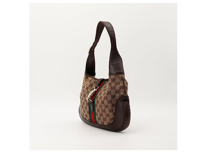 Borsa Hobo Gucci Jackie GG Canvas Medium Marrone Monogramma - vista 2