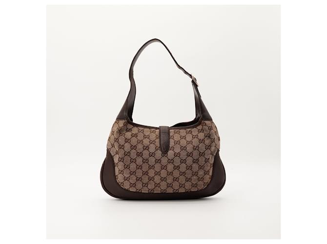Borsa Hobo Gucci Jackie GG Canvas Medium Marrone Monogramma - vista 3
