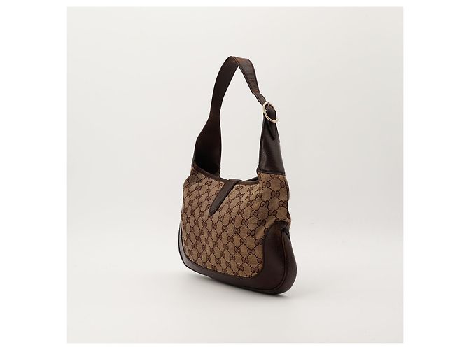 Borsa Hobo Gucci Jackie GG Canvas Medium Marrone Monogramma - vista 4
