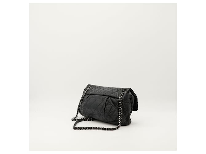 Borsa a patta Chanel in pelle di agnello matelassé nera Nero - vista 4