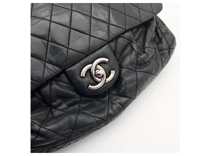 Borsa a patta Chanel in pelle di agnello matelassé nera Nero - vista 7