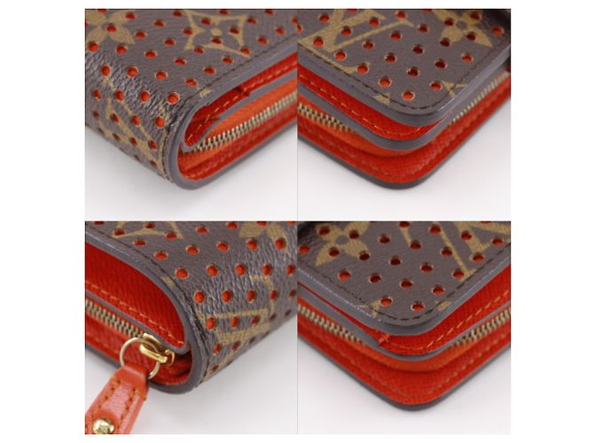 Billetera Compact Zip Bi-fold Louis Vuitton Castaño Naranja Monograma - vista 2