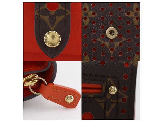 Billetera Compact Zip Bi-fold Louis Vuitton Castaño Naranja Monograma - vista 7