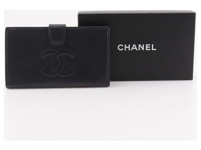 Cartera larga Chanel Coco Mark en piel de becerro granulada negra Negro - vista 16