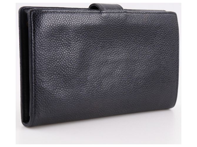 Cartera larga Chanel Coco Mark en piel de becerro granulada negra Negro - vista 3