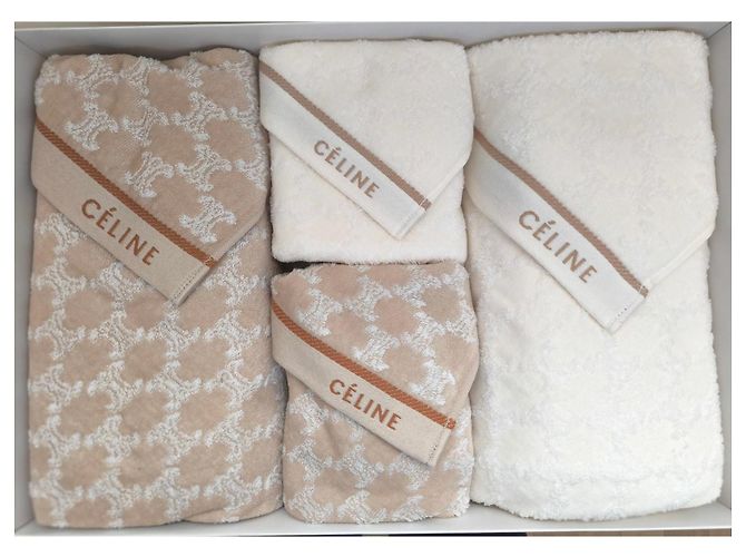Céline Celine Triomphe towel set White Beige - view 2