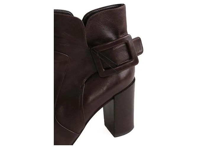 Botas Roger Vivier de cuero marrón con hebilla Castaño - vista 4