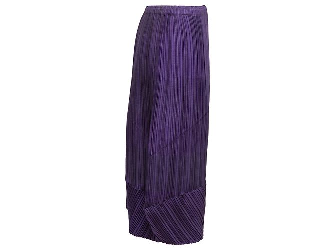 Falda plisada de mezcla de lana Issey Miyake morada, talla de diseñador 2 Púrpura - vista 2