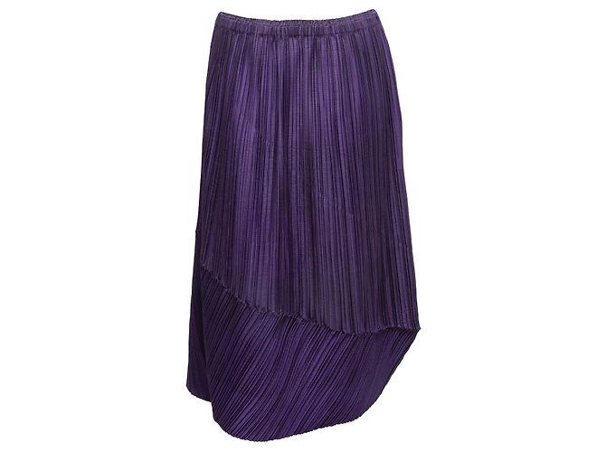 Falda plisada de mezcla de lana Issey Miyake morada, talla de diseñador 2 Púrpura - vista 3