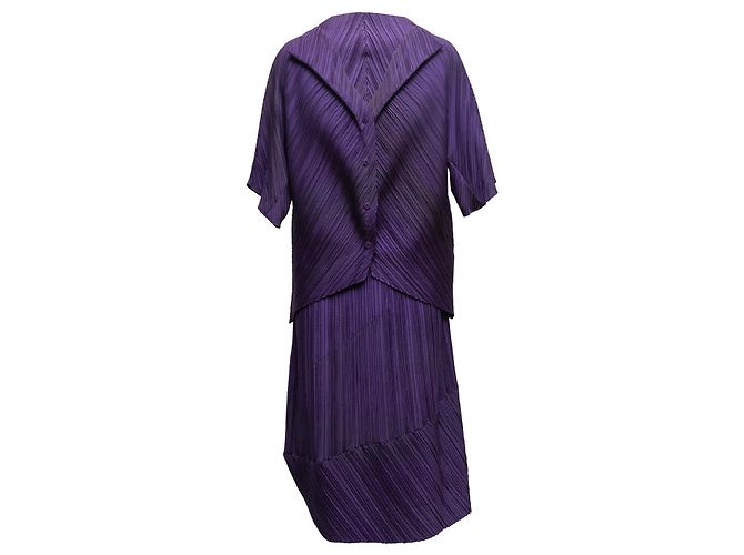 Falda plisada de mezcla de lana Issey Miyake morada, talla de diseñador 2 Púrpura - vista 5