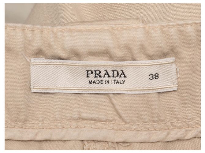 Pantalones de pierna recta de algodón Prada beige Talla IT 38 - vista 4
