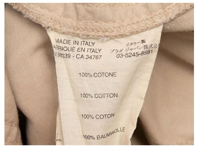 Pantalones de pierna recta de algodón Prada beige Talla IT 38 - vista 5