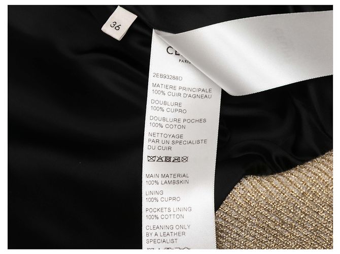 Céline Gold Celine Metallic Leather Bomber Jacket Size FR 36 Golden - view 7
