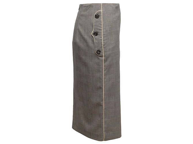 Falda lápiz de lana a cuadros gris Alexander McQueen Talla IT 42 - vista 2