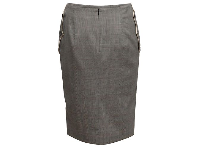 Falda lápiz de lana a cuadros gris Alexander McQueen Talla IT 42 - vista 3