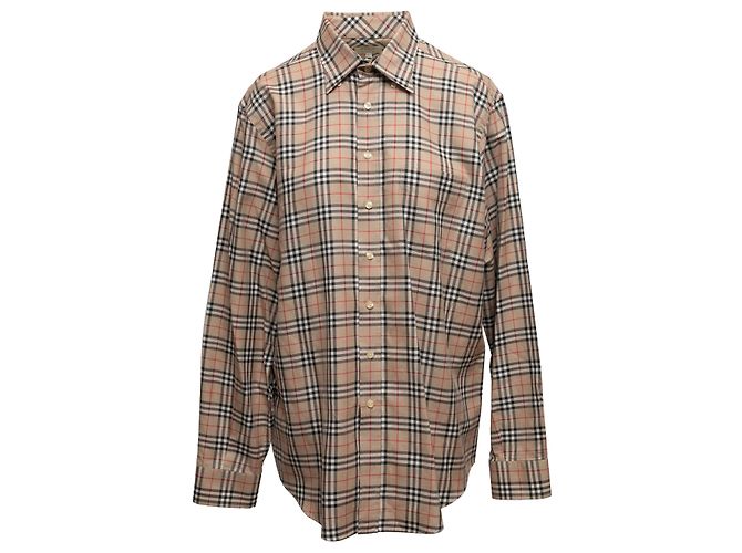 Beige & Multicolor Burberry Nova Check Button-Up Shirt Größe US XL - Ansicht 2