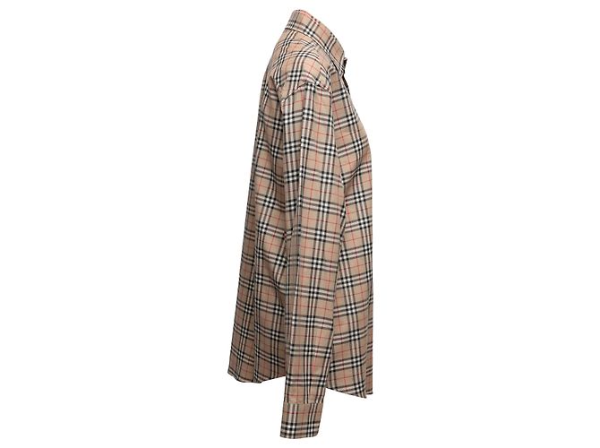 Beige & Multicolor Burberry Nova Check Button-Up Shirt Größe US XL - Ansicht 3