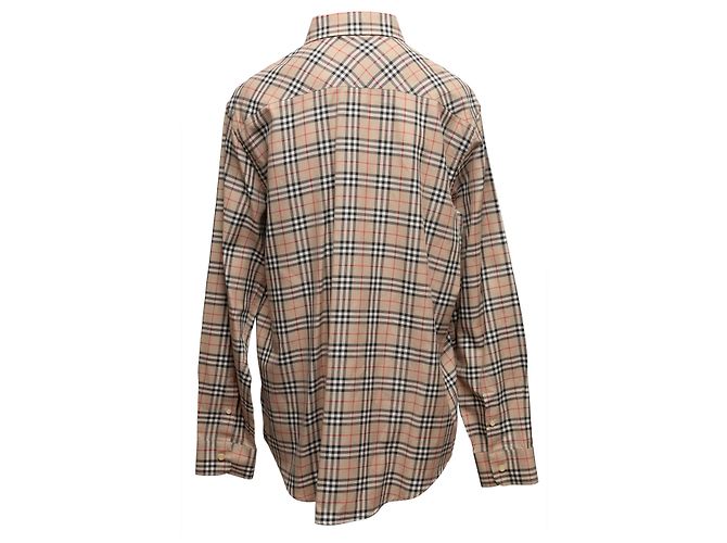 Beige & Multicolor Burberry Nova Check Button-Up Shirt Größe US XL - Ansicht 4