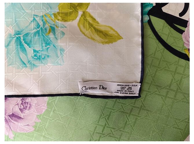 Christian Dior Seidentuch Weiß Blau Grün Lila - Ansicht 4