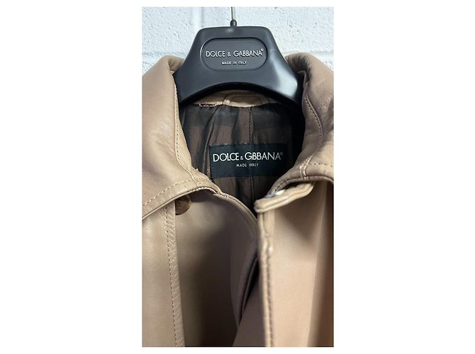 Beiger Leder-Trenchcoat Dolce & Gabbana - Ansicht 3