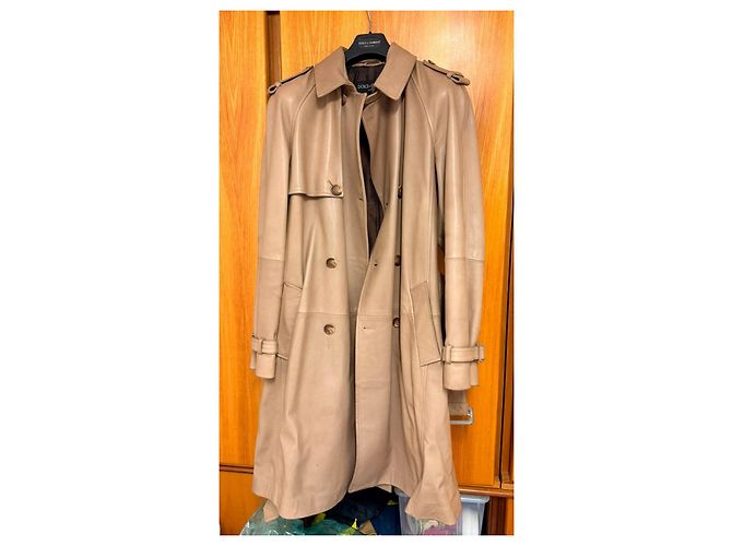 Beiger Leder-Trenchcoat Dolce & Gabbana - Ansicht 7