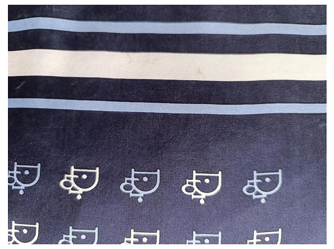 Sciarpa in seta Christian Dior Bianco Blu navy Blu chiaro - vista 3