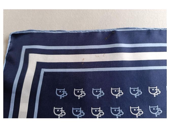 Sciarpa in seta Christian Dior Bianco Blu navy Blu chiaro - vista 4