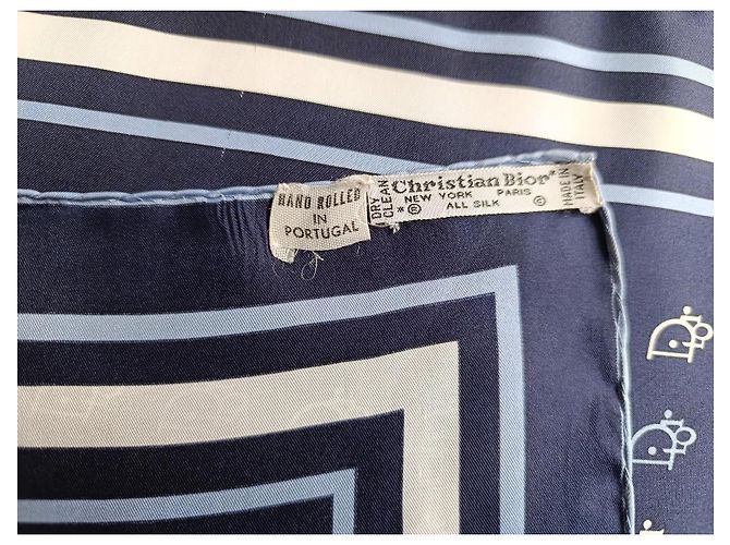 Sciarpa in seta Christian Dior Bianco Blu navy Blu chiaro - vista 5