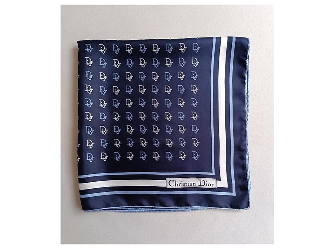 Sciarpa in seta Christian Dior Bianco Blu navy Blu chiaro - vista 6