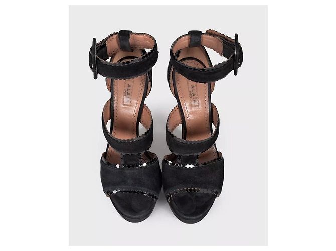 Alaïa Schwarze Wildleder High-Heel Sandalen Größe 37,5 Gebraucht - Ansicht 2