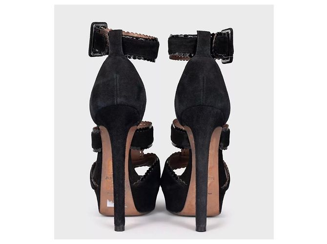 Alaïa Schwarze Wildleder High-Heel Sandalen Größe 37,5 Gebraucht - Ansicht 4