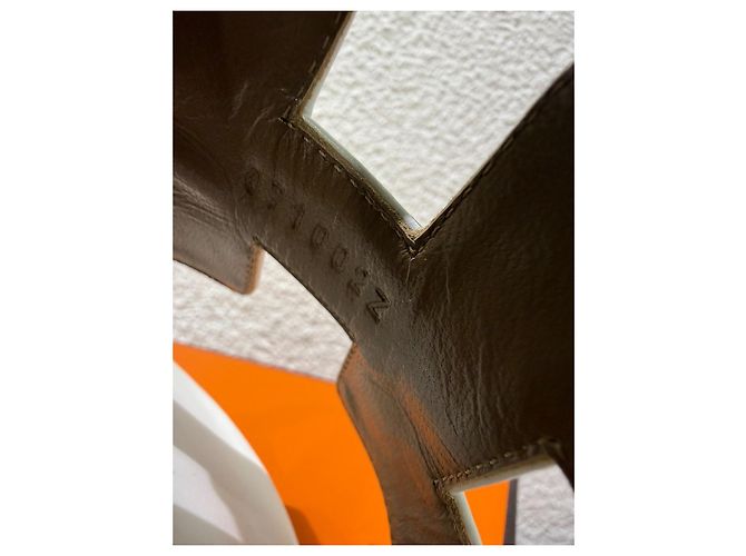 Hermès Oasis Mules Sandali in pelle bianca tg 37.5 Marrone Bianco - vista 8