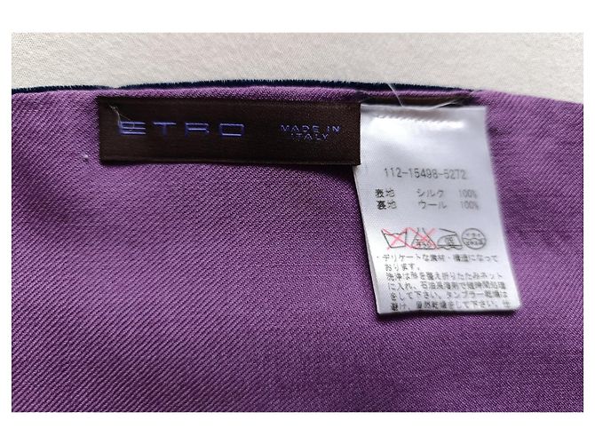 Etro Paisley Seidentuch Pink Blau Lila Dunkelblau - Ansicht 4