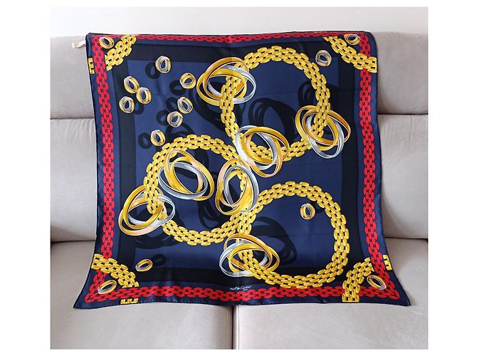 Foulard di seta Must de Cartier Bianco Rosso Blu D'oro - vista 2