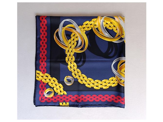 Foulard di seta Must de Cartier Bianco Rosso Blu D'oro - vista 6