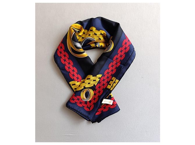 Foulard di seta Must de Cartier Bianco Rosso Blu D'oro - vista 7