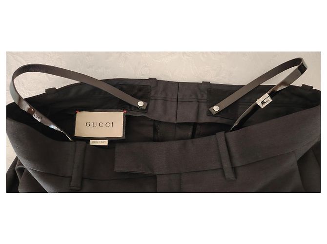 GUCCI CALÇAS EM LÃ E MOHAIR Preto - vista 3