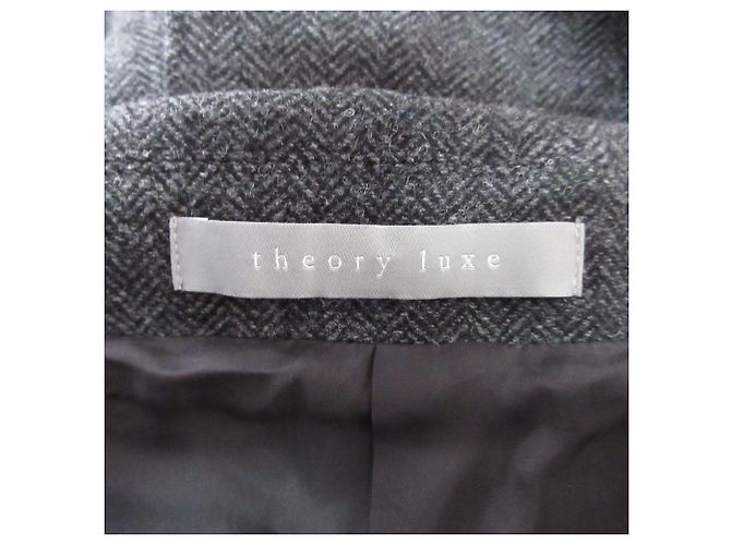 Chaqueta theory luxe BRITISH HERRINGBONE BLAIRE Castaño Gris antracita - vista 7
