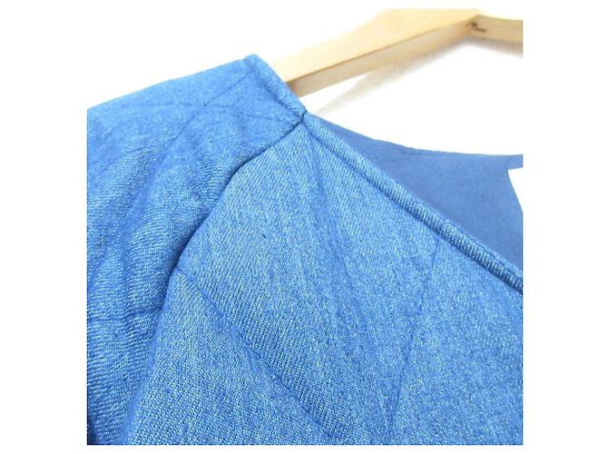 Autre Marque REDYAZEL Denim Quilted Coat Blue - view 3
