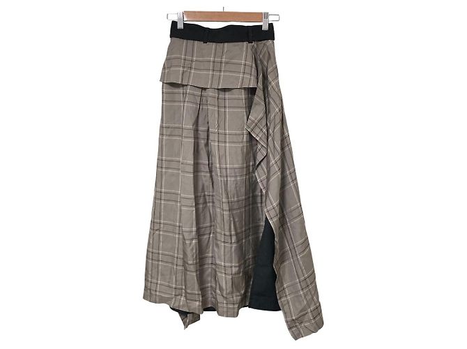 Autre Marque Falda de cuadros en viscosa ADORE Beige - vista 2
