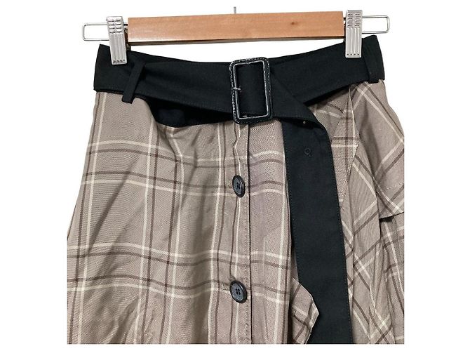Autre Marque Falda de cuadros en viscosa ADORE Beige - vista 3