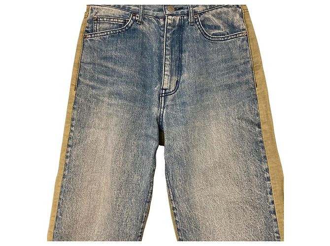 Autre Marque Pantalones de satén denim Drawer Azul Caqui - vista 3
