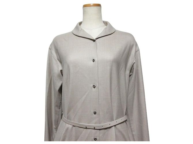 Autre Marque support surface Long Sleeve Shirt Dress Beige - view 4