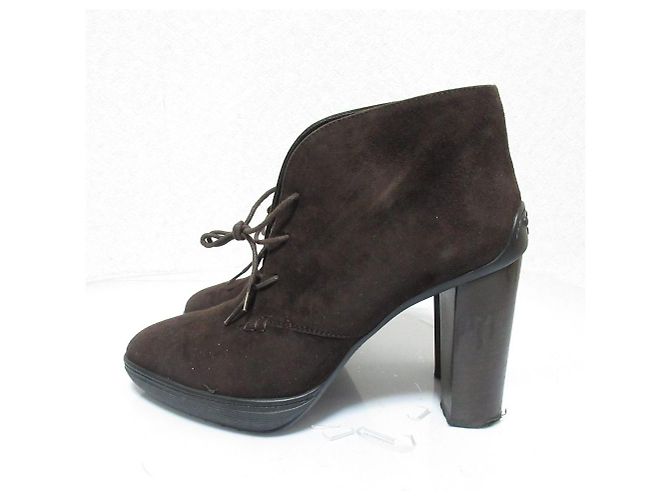Botines cortos Tod's Gommini de ante Castaño - vista 2