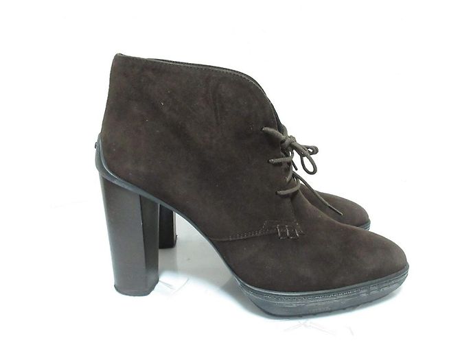 Botines cortos Tod's Gommini de ante Castaño - vista 4