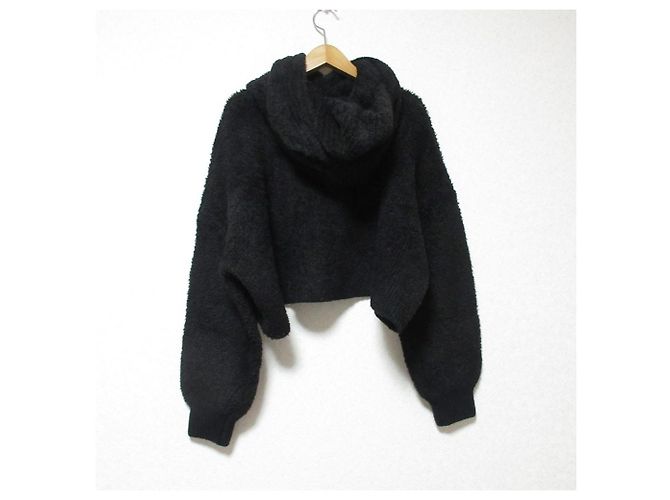 Autre Marque CLANE Boa Strick-Hoodie Schwarz - Ansicht 2