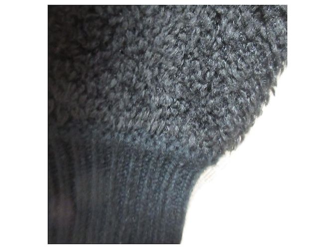 Autre Marque CLANE Boa Strick-Hoodie Schwarz - Ansicht 5
