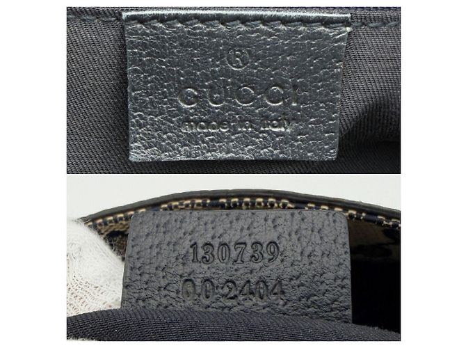 Borsa tote Gucci Abbey in pelle e tela blu navy - vista 13