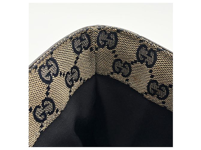 Borsa tote Gucci Abbey in pelle e tela blu navy - vista 15