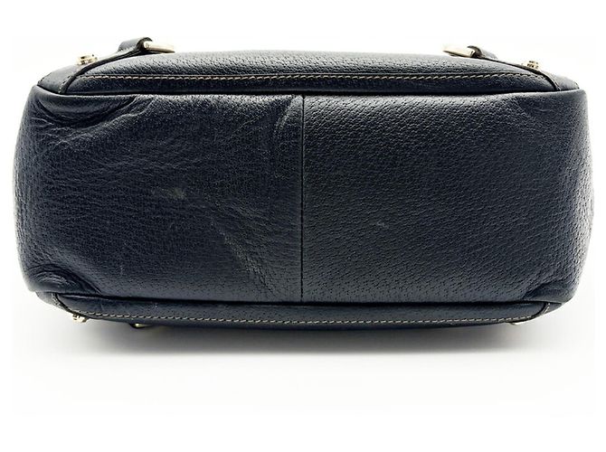 Borsa tote Gucci Abbey in pelle e tela blu navy - vista 5